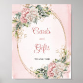 Rose Gold Glitter Floral Cards and Gifts Baby Show ポスター (正面)