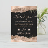 Rose Gold Glitter Glam Tears Edges Wedding サンキューカード (スタンド正面)