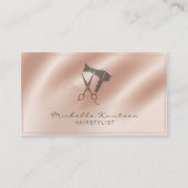Rose Gold Glitter Hair Stylist Scissors Hairdryer 名刺 (正面)
