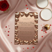 Rose Gold Glitter Hearts Valentine's Day Party 招待状