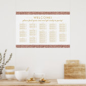 Rose Gold Glitter Large Alphabetical Seating Chart ポスター (キッチン)