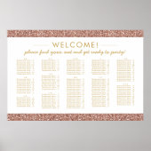 Rose Gold Glitter Large Alphabetical Seating Chart ポスター (正面)