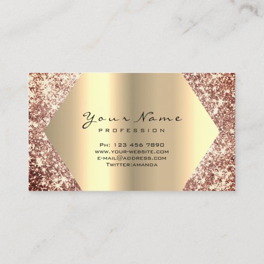 Rose Gold Glitter Makeup Artist Lashes Extensions 名刺 (裏面)