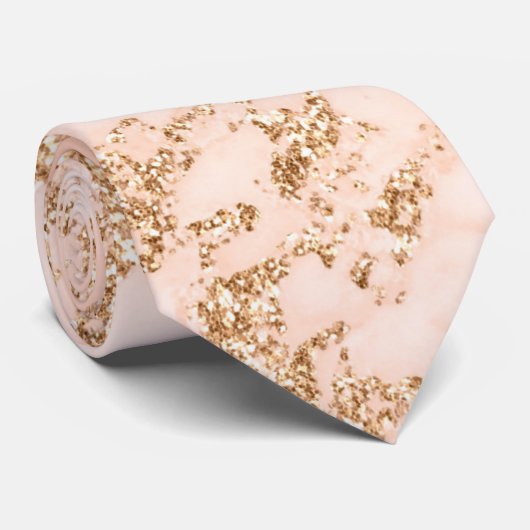 Rose gold glitter marble abstract ネクタイ (ロール)