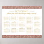 Rose Gold Glitter Med Alphabetical Seating Chart ポスター<br><div class="desc">Modern rose gold glitter or pink glitter seating chart with gold text, perfect for a large wedding, bat mitzvah, or bridal shower. Shown with about 90 names in alphabetical order (recommended format for large guest lists) so it's easy for guests to find their name and table number. Click CUSTOMIZE FURTHER...</div>