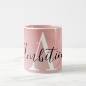 Rose Gold Glitter Monogram Mug – Personalized Name ツートーンマグカップ (中央)