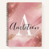 Rose Gold Glitter Monogram Notebook – Personalized ノートブック (正面)