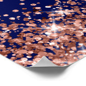 Rose Gold Glitter Navy Bridal Shower Welcome ポスター (角)