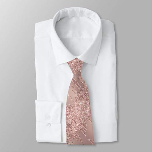 Rose Gold Glitter Neck Tie Personalized Text Name ネクタイ (タイ)