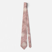 Rose Gold Glitter Neck Tie Personalized Text Name ネクタイ (正面)