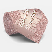 Rose Gold Glitter Neck Tie Personalized Text Name ネクタイ (ロール)