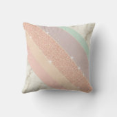 Rose Gold Glitter Pastel Marble Diagonal Stripes クッション (裏面)