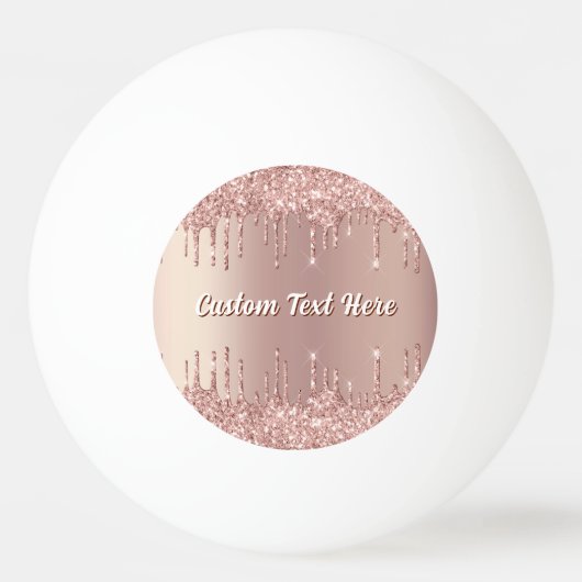 Rose Gold Glitter Ping Pong Ball Custom Text Name 卓球ボール (正面)
