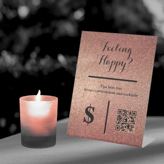 Rose Gold Glitter QR Code Event Bartenter 台座サイン