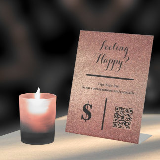 Rose Gold Glitter QR Code Event Bartenter 台座サイン