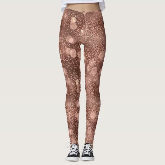 Rose Gold Glitter Sparkle Luxury Pattern レギンス (正面)