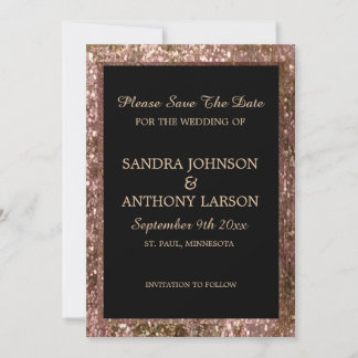 Rose Gold Glitter Wedding Save The Date セーブザデート