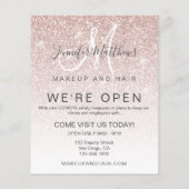 Rose Gold Glitter We're Open Salon COVID Safe チラシ (裏面)