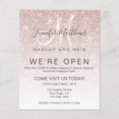 Rose Gold Glitter We're Open Salon COVID Safe チラシ (正面)