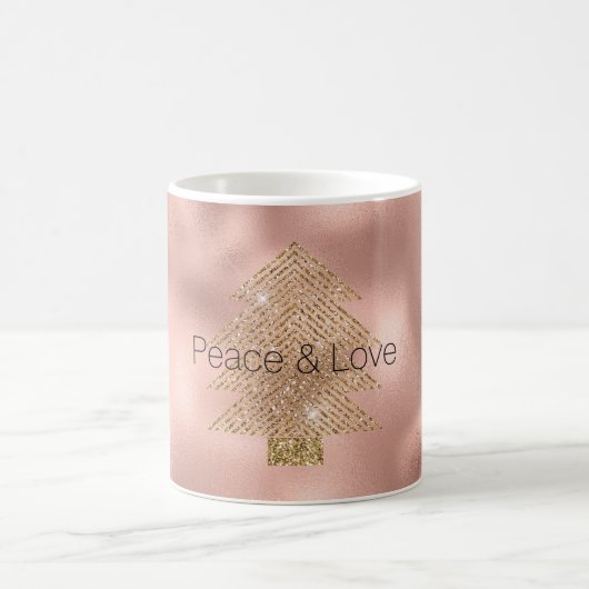 Rose Gold Glitzy Glitter Christmas Tree   コーヒーマグカップ (中央)