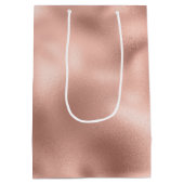 Rose Gold Glitzy Glitter Christmas Tree ミディアムペーパーバッグ (裏面)