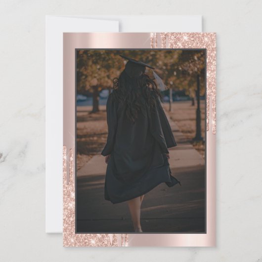 Rose Gold Grad Cap Drips Bow Photo Graduation 招待状 (裏面)