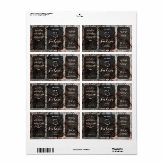 Rose Gold Gray Glitter Serum Label ラベル (フルシート)