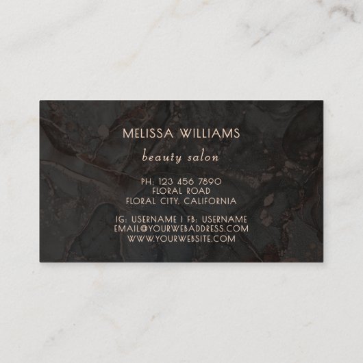 Rose Gold Gray Ink Marble  名刺 (裏面)