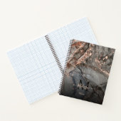 Rose Gold Gray Ink Marble Monogram  ノートブック (内部)