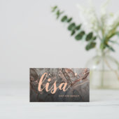 Rose Gold Gray Ink Marble QRコード ビジネス カード (スタンド正面)