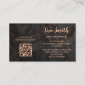 Rose Gold Gray Ink Marble Scan QR Code Business Ca 名刺 (裏面)