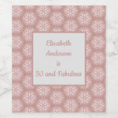 Rose Gold Gray & Pink 50歳の誕生日おめでとう ワインラベル (シングルラベル)