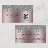  Rose Gold Hair Salon Stylist QR code  名刺 (正面/裏面)