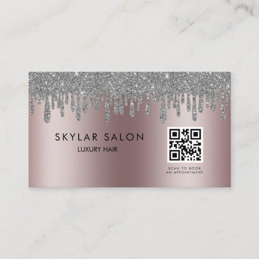  Rose Gold Hair Salon Stylist QR code  名刺 (正面)