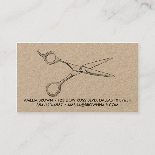 Rose Gold Hair Stylist Scissors Modern Barber 名刺 (裏面)