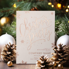 Rose Gold handwritten calligraphy Christmas Party 箔シーズンカード