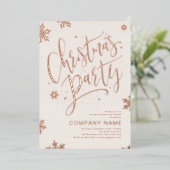 Rose Gold handwritten calligraphy Christmas Party 箔シーズンカード (立ち正面)