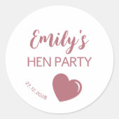 Rose Gold Heart Bachelorette Hen Party ラウンドシール (正面)