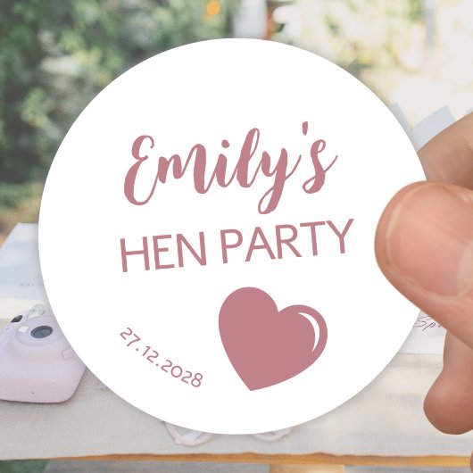 Rose Gold Heart Bachelorette Hen Party ラウンドシール