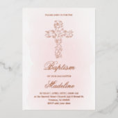 Rose Gold Holy cross Baptism 箔招待状 (正面)
