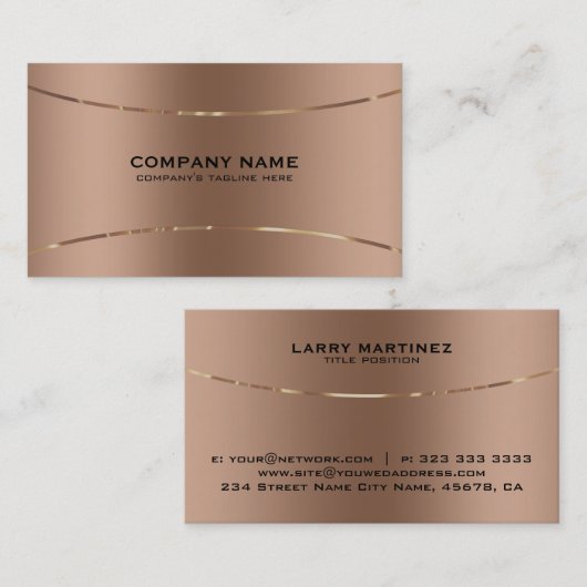 Rose-gold image of faux metallic background 名刺 (正面/裏面)