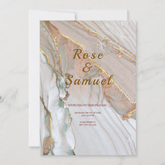 Rose Gold Ink Aesthetic Chic Wedding Invitation 招待状
