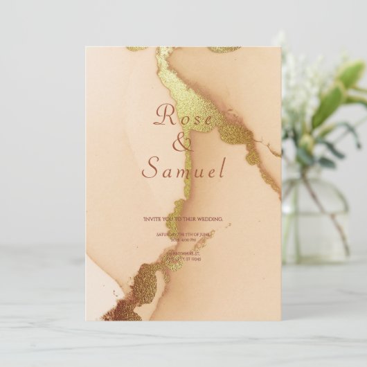 Rose Gold Ink Aesthetic Chic Wedding Invitation 招待状 (スタンド正面)