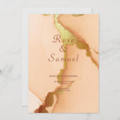 Rose Gold Ink Aesthetic Chic Wedding Invitation 招待状 (正面/裏面)
