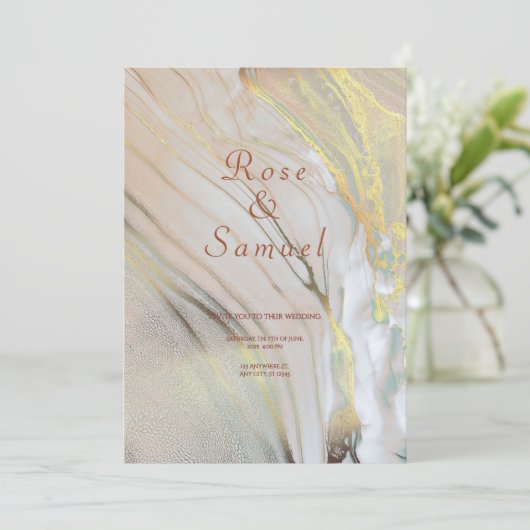 Rose Gold Ink Aesthetic Chic Wedding Invitation 招待状 (スタンド正面)