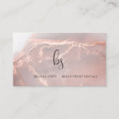Rose Gold Ink Marble Black Initials 名刺 (正面)
