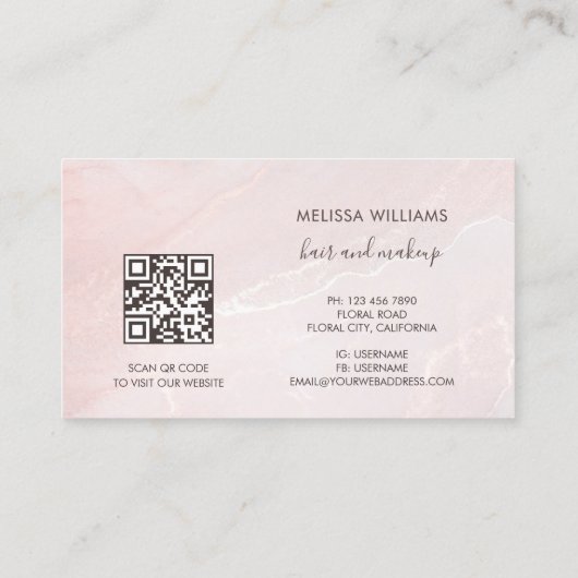 Rose Gold  Ink Marble | QR Code 名刺 (裏面)