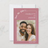 Rose gold ivory modern photo wedding Save the Date セーブザデート (正面)