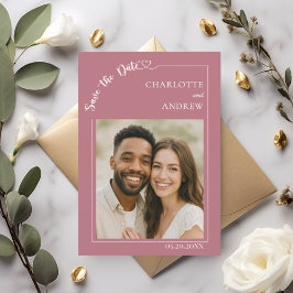 Rose gold ivory modern photo wedding Save the Date セーブザデート
