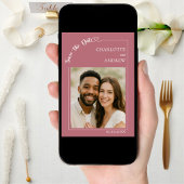 Rose gold ivory modern photo wedding Save the Date セーブザデート